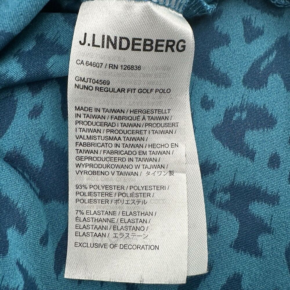 J Lindeberg Golf Polo Shirt Mens XL Nuno Stretch Regular Fit Teal Blue Bunker - Picture 10 of 14